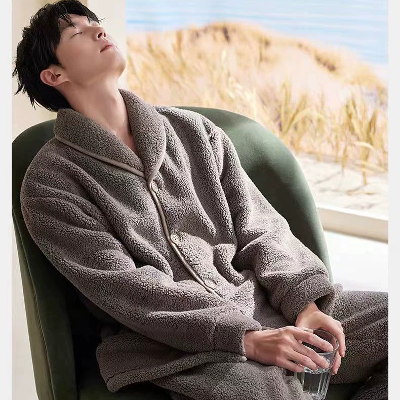 2025 новых мужских пижам на осень и зиму с флисовой подкладкой, утепленные длинные рукава, теплый комплект домашней одежды из кашемира и фланели