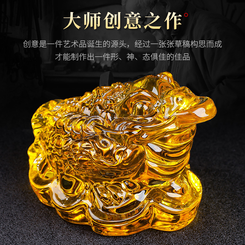 金ヒキガエル富クリスタルヒキガエル装飾品オープニング新築祝いホリデーギフトホームリビングルームオフィス装飾ティーペット|undefined