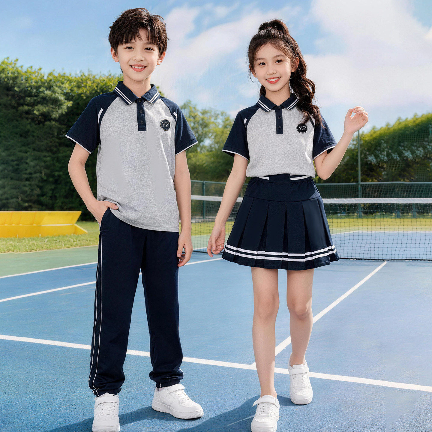 Shenyang City's new summer school uniforms for primary school students, summer outfits for boys and girls, designated school uniforms by the Education Bureau