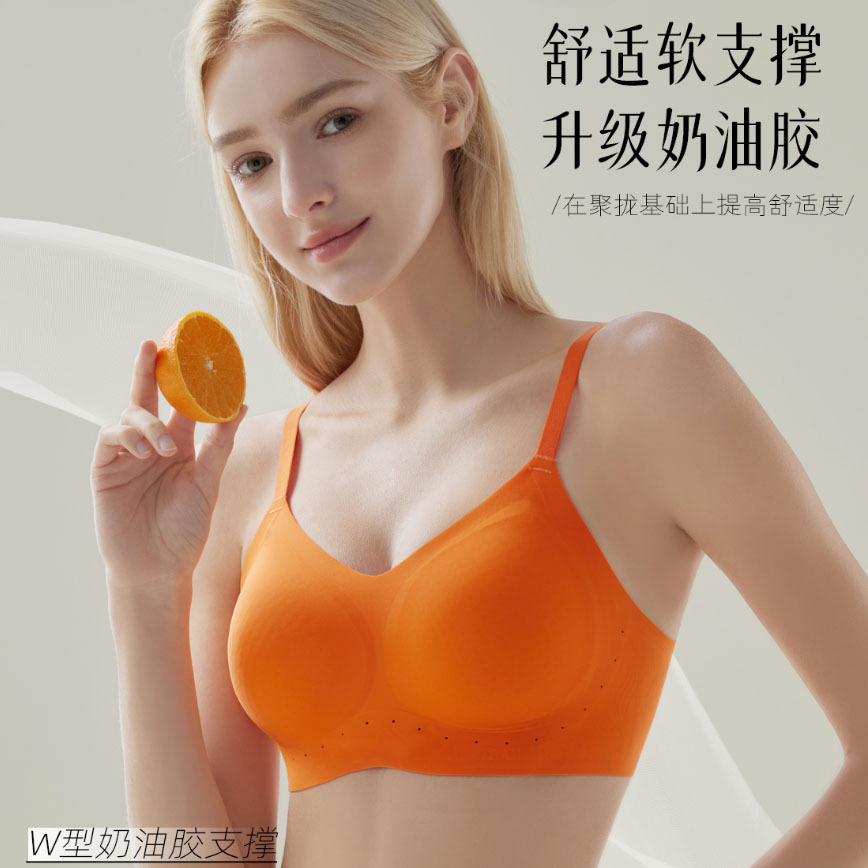 Crema adhesivo blando de soporte ropa interior damas sin marca sin anillo de acero sujetador recopilado anti-caída soporte superior integrado sujetador delgado