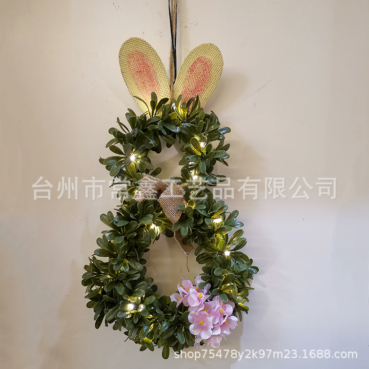复活节春夏家居装饰品 结壁挂件感恩节LED圣诞花环门挂批发