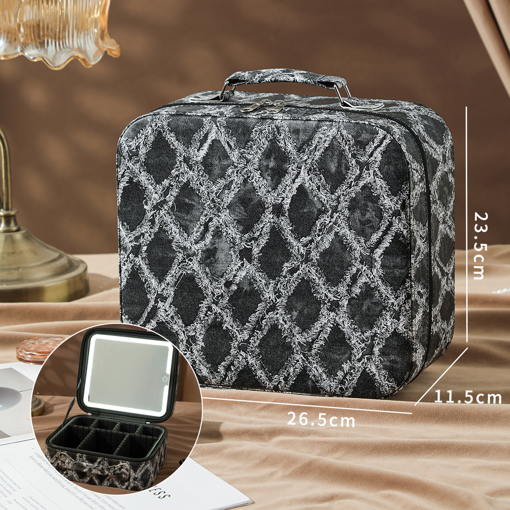 Caja de maquillaje de lámpara LED portátil de alta calidad sensación de viaje bolsa de maquillaje de almacenamiento nueva bolsa de maquillaje de gran capacidad de lujo ligero
