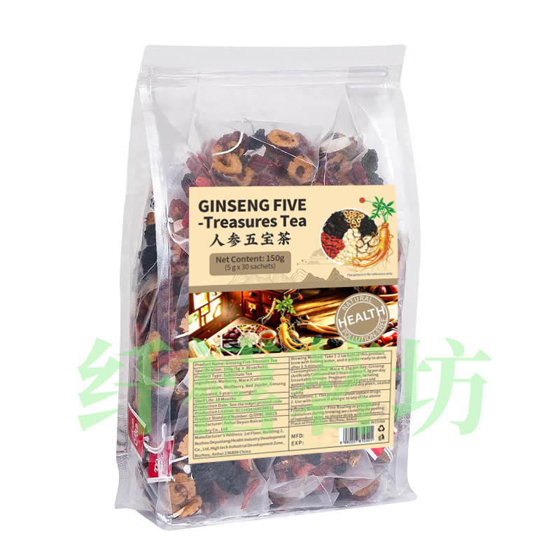 Ginseng Five Treasure Tea Ren Shen Wu Bao Cha 5g x 30 Teabags Daily Herbal Tea Blend overview
