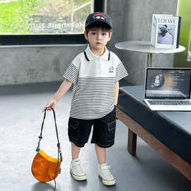 儿童polo衫套装夏季男童夏款短袖两件套2026新款帅气男宝潮流衣服