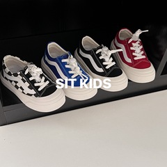 Blue Leisure Shoes 2024 Spring and Autumn New Korean Version Lace-Up Men Women and Children's Flat Leisure Canvas Shoes Trendy