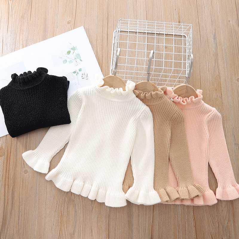 兒童毛衣秋冬季新品女寶寶女童純色針織衫中小童洋氣保暖打底毛衣