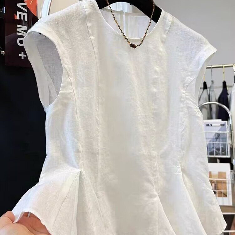 High-End Gauze Linen Sleeveless Shirt Vest for Women 2026 Summer Plus Size Unique Beautiful Ramie Skirt-Style Top High-End Gauze Linen Sleeveless Shirt Vest for Women 2026 Summer Plus Size Unique Beautiful Ramie Skirt-Style Top