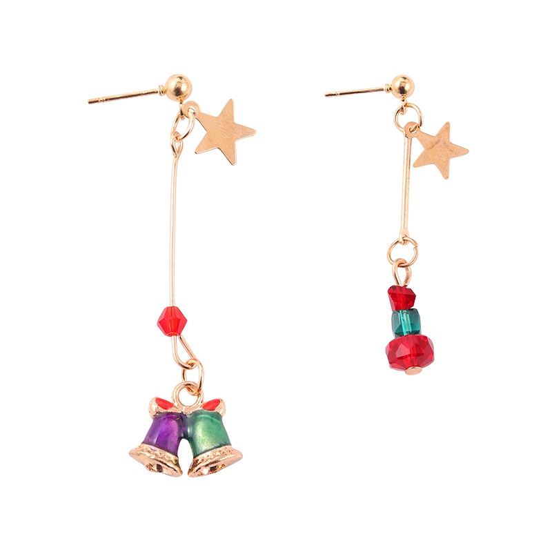 E-commerce Christmas series alloy earrings creative cartoon star Santa Claus enamel earrings wholesale