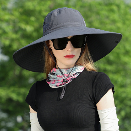 Extra-large brim sun hat for women, summer outdoor beach UV protection sun hat, men's hiking casual sunshade hat