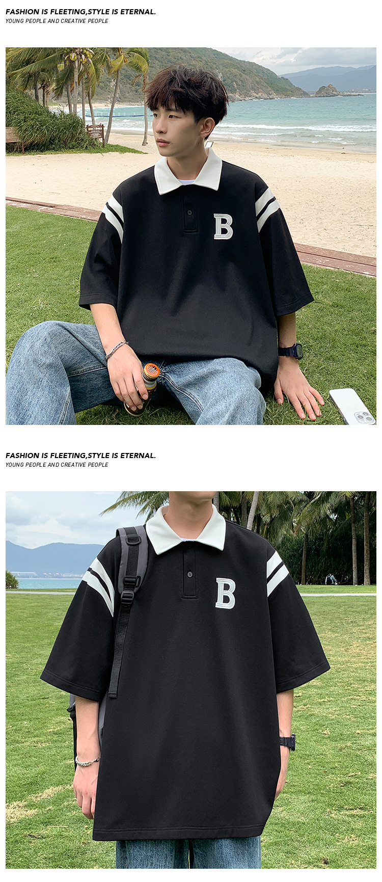 Men's Polo Shirt Short Sleeved Summer Colour Blocking College Style_voghion.com