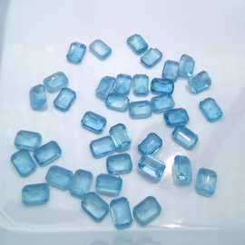 天然海蓝宝石长方倒角刻面三月诞生石海蓝宝方形小八角批发福海石