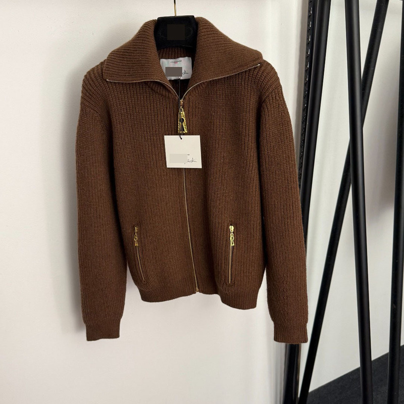 Nanyou High-End Foreign Trade Hot-Selling Stylish Women's New Metal Keyhole Zipper Lapel Long-Sleeve Knit Cardigan Jacket Nanyou High-End Foreign Trade Hot-Selling Stylish Women's New Metal Keyhole Zipper Lapel Long-Sleeve Knit Cardigan Jacket