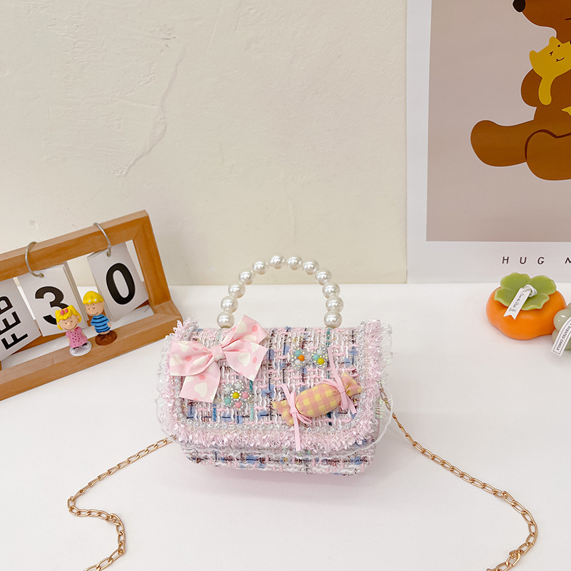 Nuevo bolso de mensajero de La Niña de los niños niña estilo de Chanel estilo occidental Linda niña linda de dibujos animados portátil pequeña bolsa