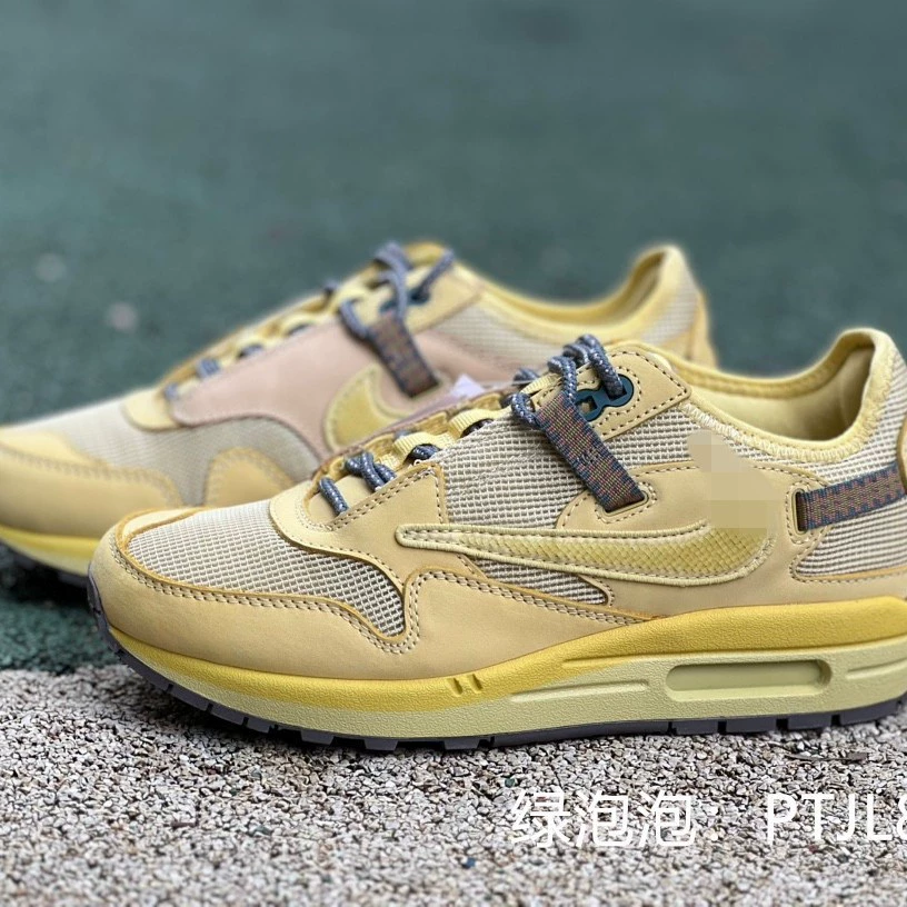 Оригинальная обувь, чистая оригинальная версия Travis Scott Air Max 1 Saturn Gold, ретро-барб, износостойкая, мужская