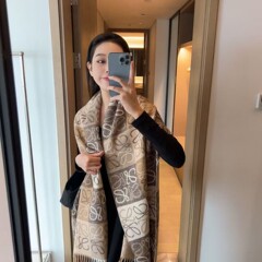 L1OE棋盘格围巾WoE罗意女士秋冬款防羊绒围巾节日礼物跨境批发