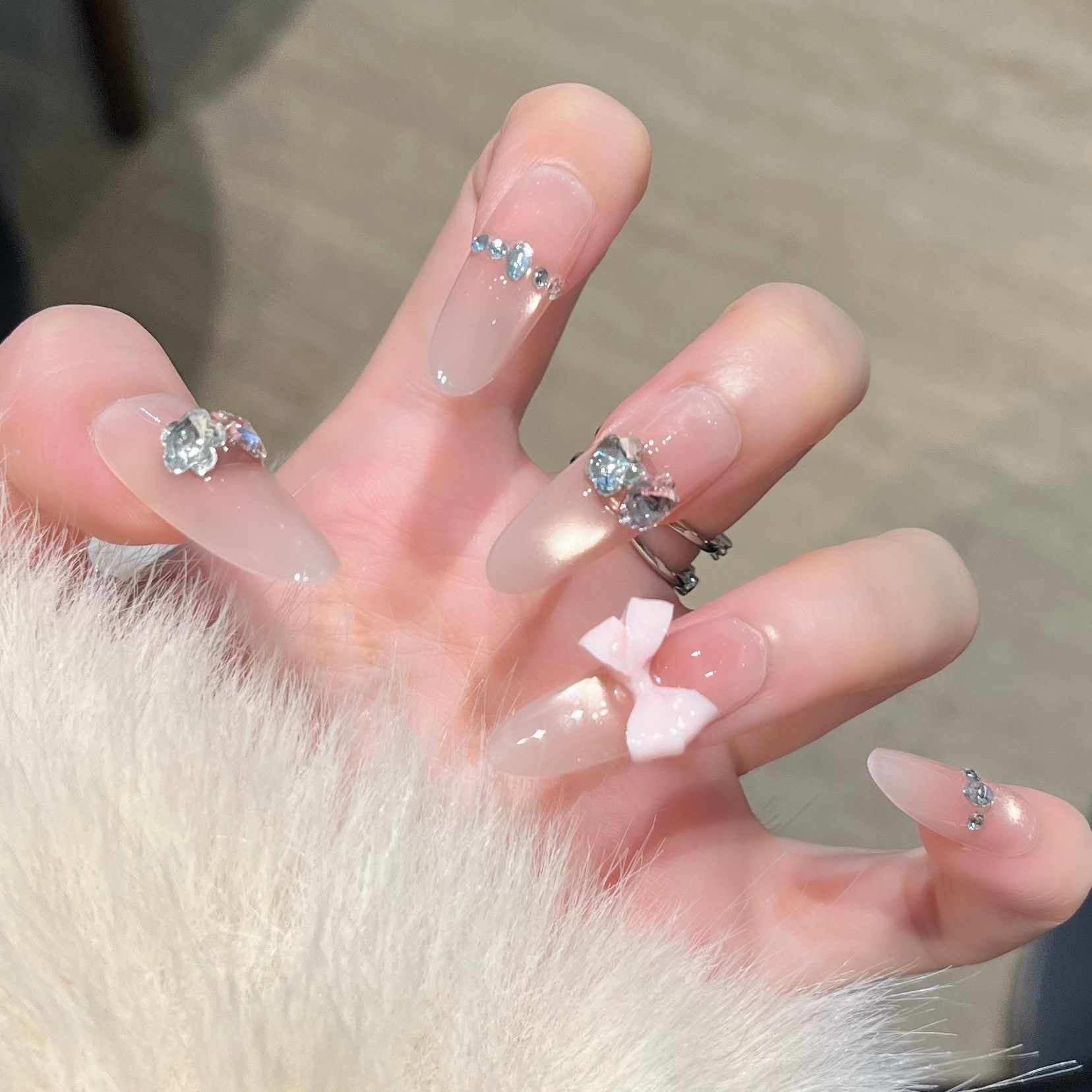 Uñas postizas de ojo de gato transfronterizas, piezas de uñas hechas a mano, uñas postizas, arte de uñas portátil, estilo largo de alta gama.