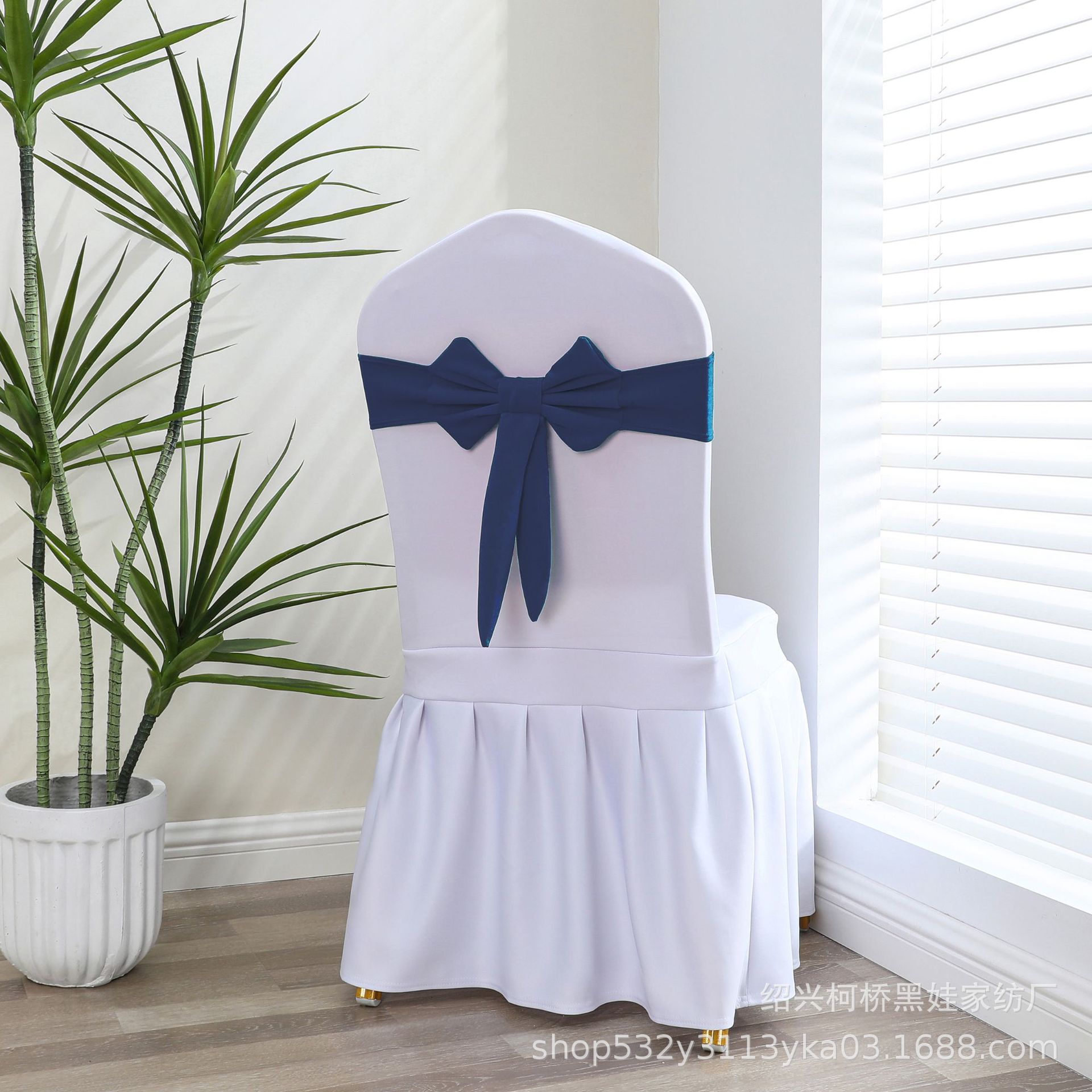 No-tie elastic chair back decoration wedding hotel chair cover bow banquet chair cover elastic chair back flower strap