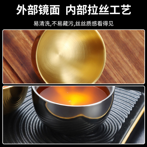 304 Korean stainless steel tea cup, white wine cup, master cup, kung fu tea cup, soju cup, restaurant golden spirit cup