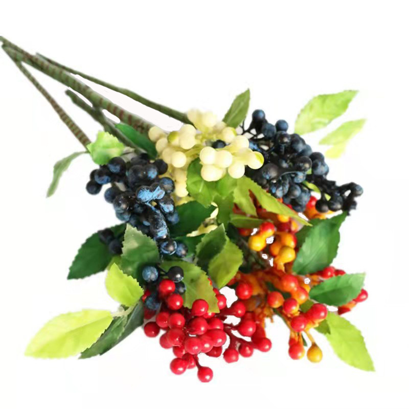 Decoración de Año Nuevo, Pequeña Flor de Acacia para Mesa, Arreglo Floral para el Hogar, Bayas, Fruta Navideña, Pequeña Fruta Roja, Flor Artificial, Fruta de la Abundancia