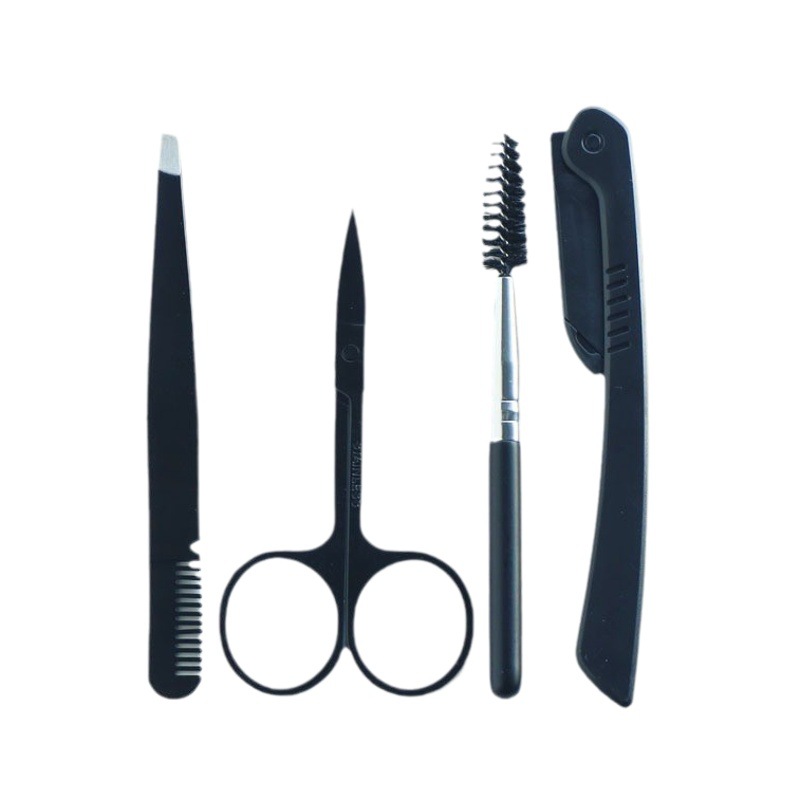 Stainless Steel Eyebrow Trimming Tool Set, Eyebrow Tweezers, Eyebrow Scissors, Folding Eyebrow Trimmer, Eye Beauty Tools, Manufacturer's Ready Stock