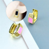 Cute small golden earrings, shiny zirconium, European style, internet celebrity