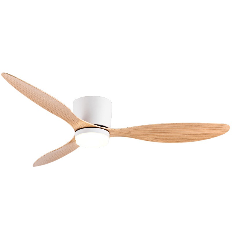 Ventilador de techo con luz nuevo modelo con acabado de madera, estilo nórdico, ideal para dormitorio y comedor, exportación transfronteriza para techos bajos