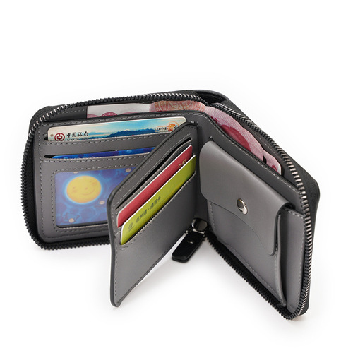 New plaid wallet men's card bag short compact bank card holder ID card holder multi-card slot wallet coin purse