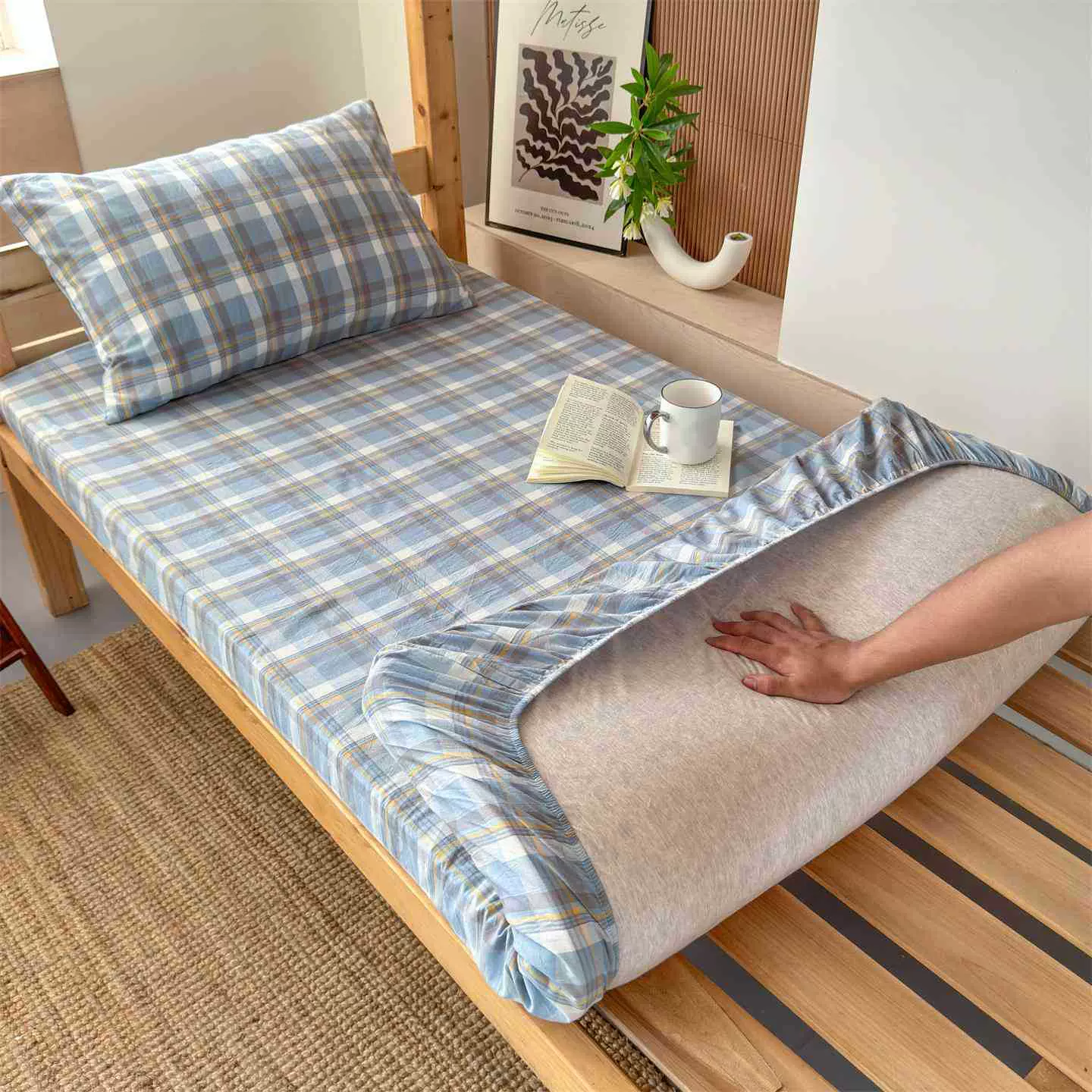 开学季学生宿舍专用全棉床笠罩90x190纯棉床罩寝室单人床垫保护罩