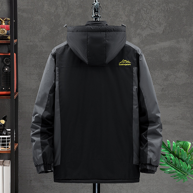 Ropa de montañismo extragrande para exteriores, chaqueta cortavientos e impermeable, ropa de invierno para hombre, cortavientos grueso con forro polar para mayor calidez.