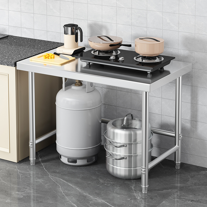 Stainless steel workbench kitchen double-layer cutting board for home and commercial use, multi-layer kitchen serving table