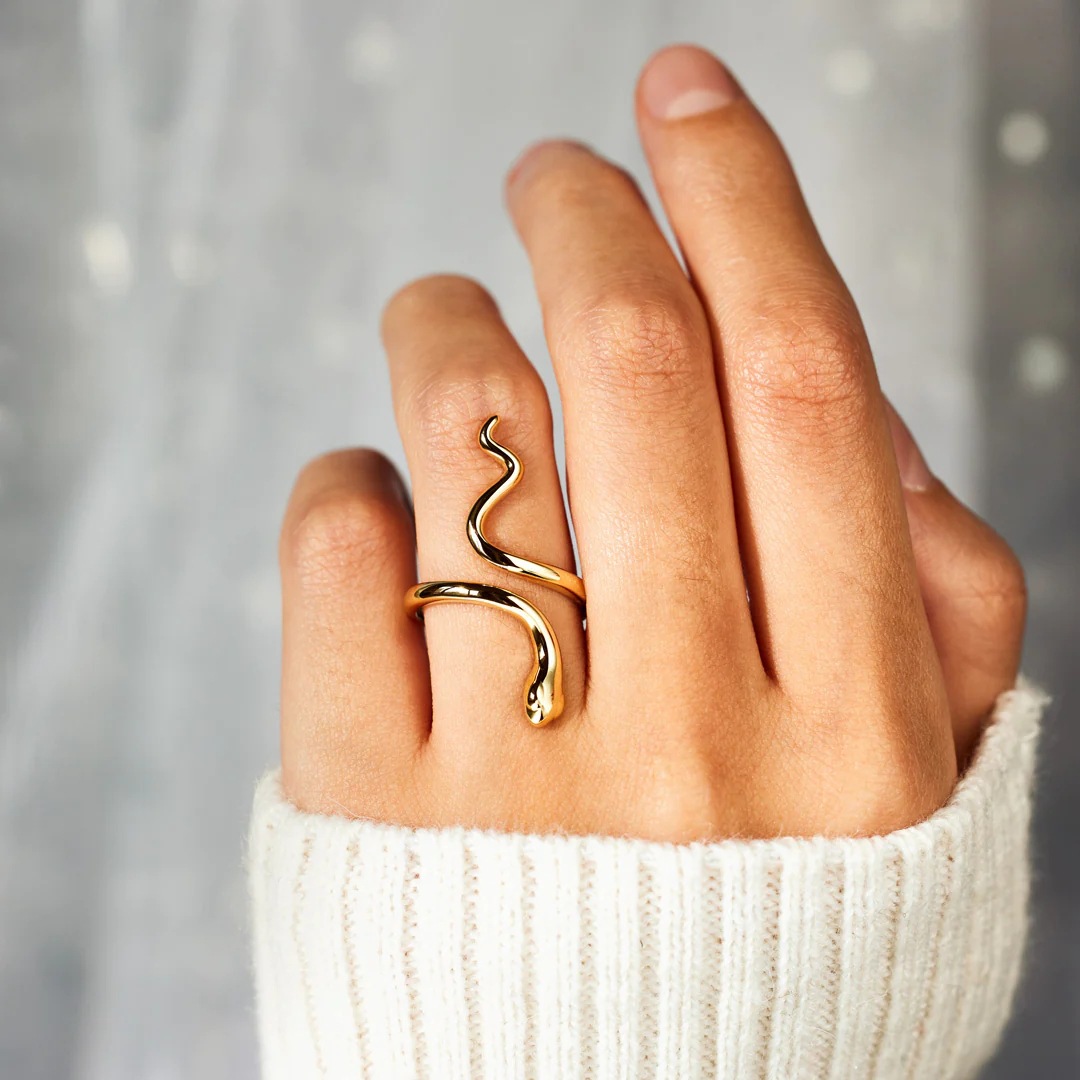 Casual Streetwear Snake Sterling Silver Plating Open Rings display picture 4