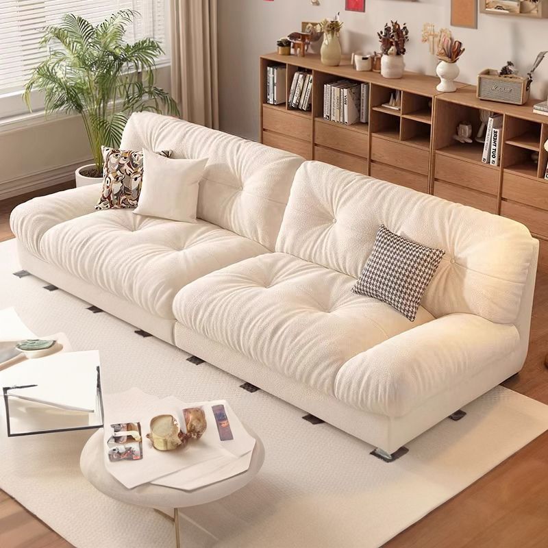 Yunduo Sofa New Modern Simple Cream Style Living Room Small Apartment Straight Row Double Three-Seat Lazy Fabric Sofa
