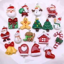 树脂新款圣诞系列雪人铃铛手套姜饼人圣诞老人树挂饰diy饰品配件