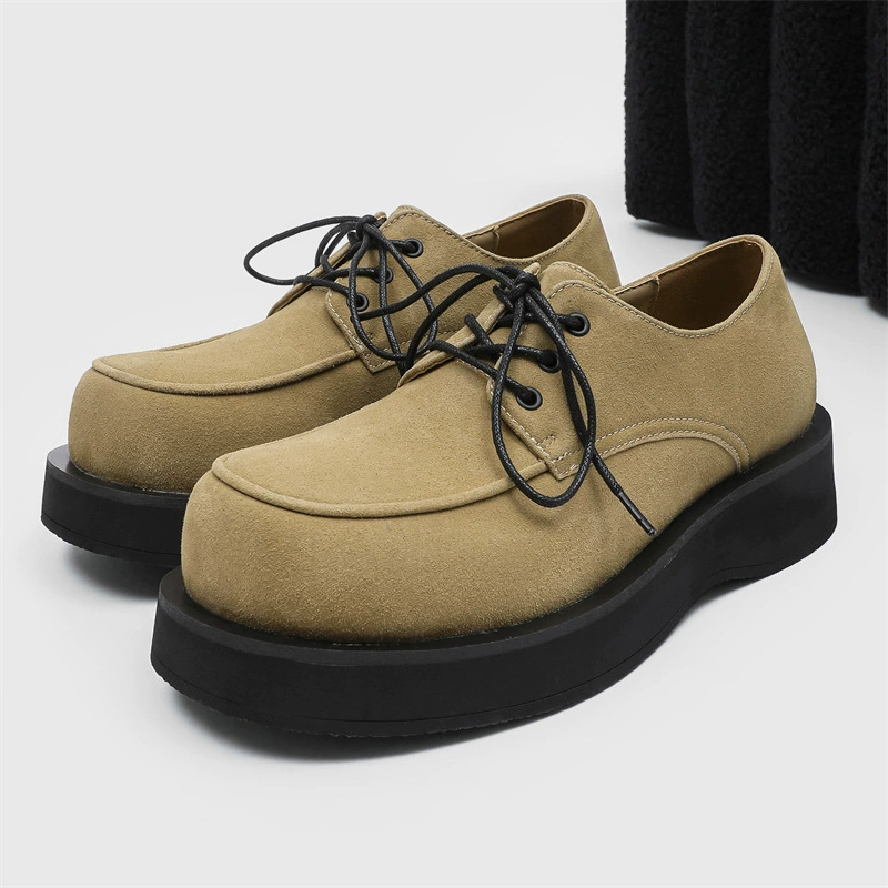 Квадратная голова классическая ретро британское дерби обувь мужская обувь с толстым подошвением выше, простая и щедрая повседневная кожаная обувь