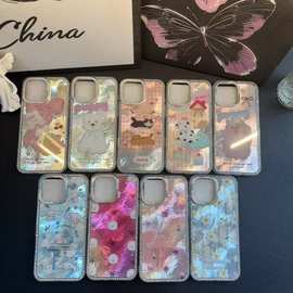 INS适用IP16E创意卡通图边框点钻IMD苹果15手机壳14保护套13/12