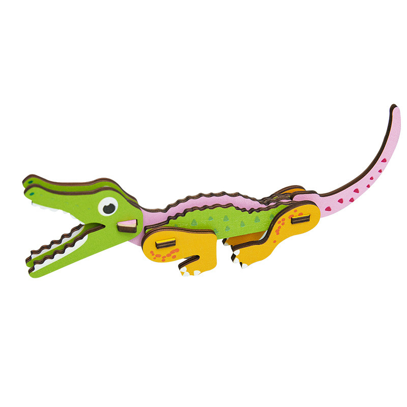 Venta al por mayor de madera 3D animal rompecabezas tridimensional bebé 2-3 años modelo animal educativo ensamblar bloques de construcción Juguetes