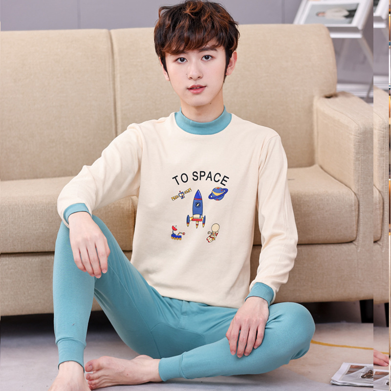 Ropa de otoño para jóvenes pantalones largos traje para niños y niñas niños medianos y grandes suéter de algodón suéter pantalones de algodón traje de ropa interior térmica