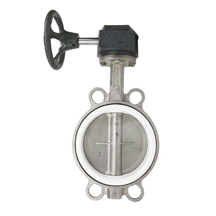 不锈钢蝶阀 蜗轮蝶阀D371F-16P聚四氟对夹式蝶阀 蝶阀200