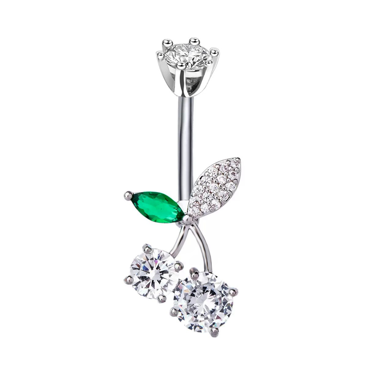 Bagues transfrontalières euro-américaines en acier inoxydable coloré, entièrement serties de diamants, ornées de motifs de fruits et de cerises._voghion.com