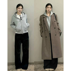 灰色短连帽卫衣2025新款内搭初秋拉链秋季外套女修身带帽上衣穿搭
