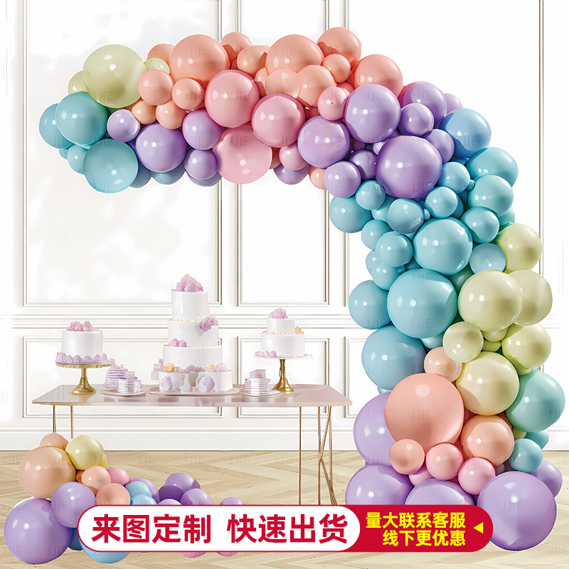 Arco de globo de diseño de escena boda fiesta de cumpleaños decoración de tiendas paquete de cadena de globo Macaron set de globo