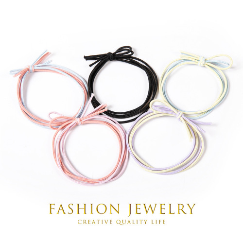 Korean two-color four-in-one knot hairband with small butterfly bow, basic hair tie, simple hairband, hair clip, head accessory