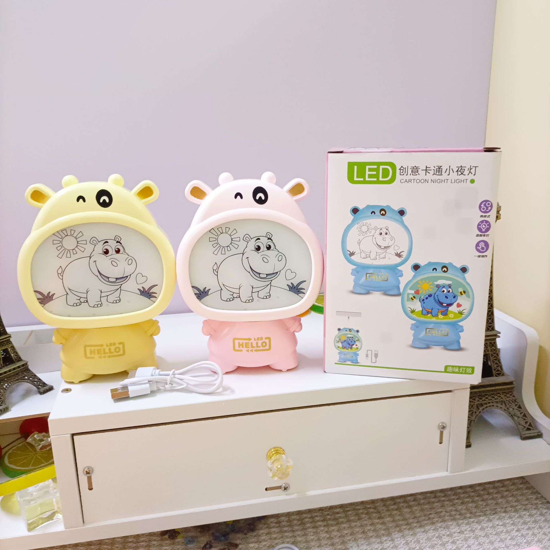 新款卡通动漫USB充电电脑充电宝皆可用床头宿舍家用迷你LED小夜灯