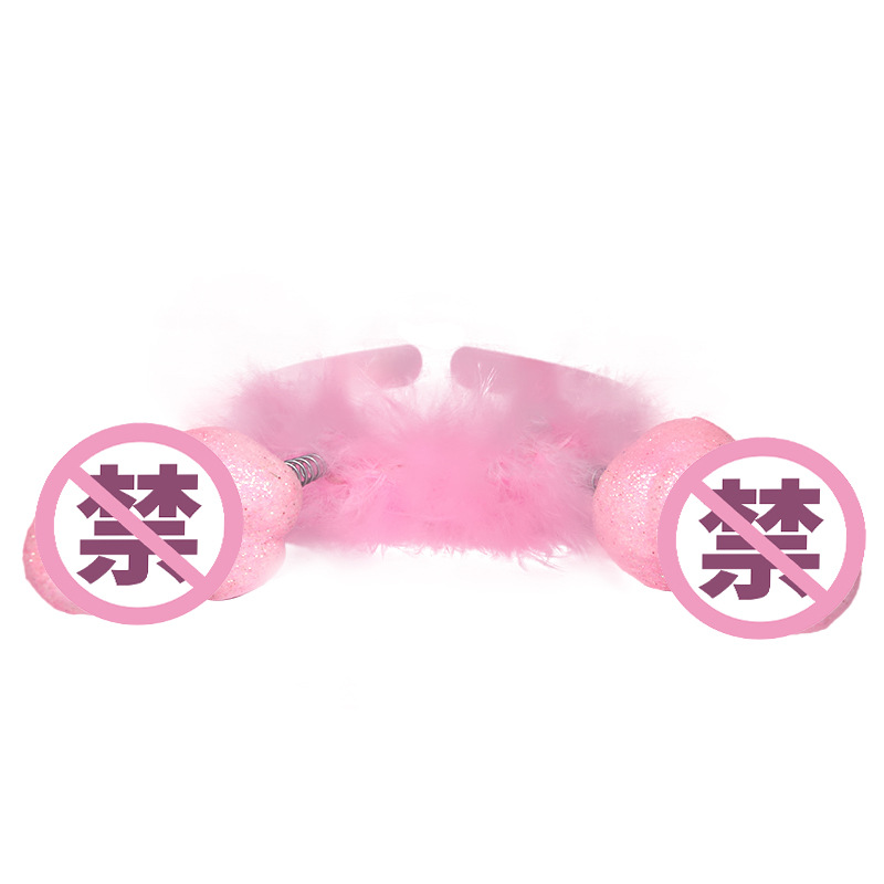 Fábrica directa de fiestas de San Valentín de Europa y Estados Unidos impresión de polvo flash plumas de pájaro amor botón cabello rosa