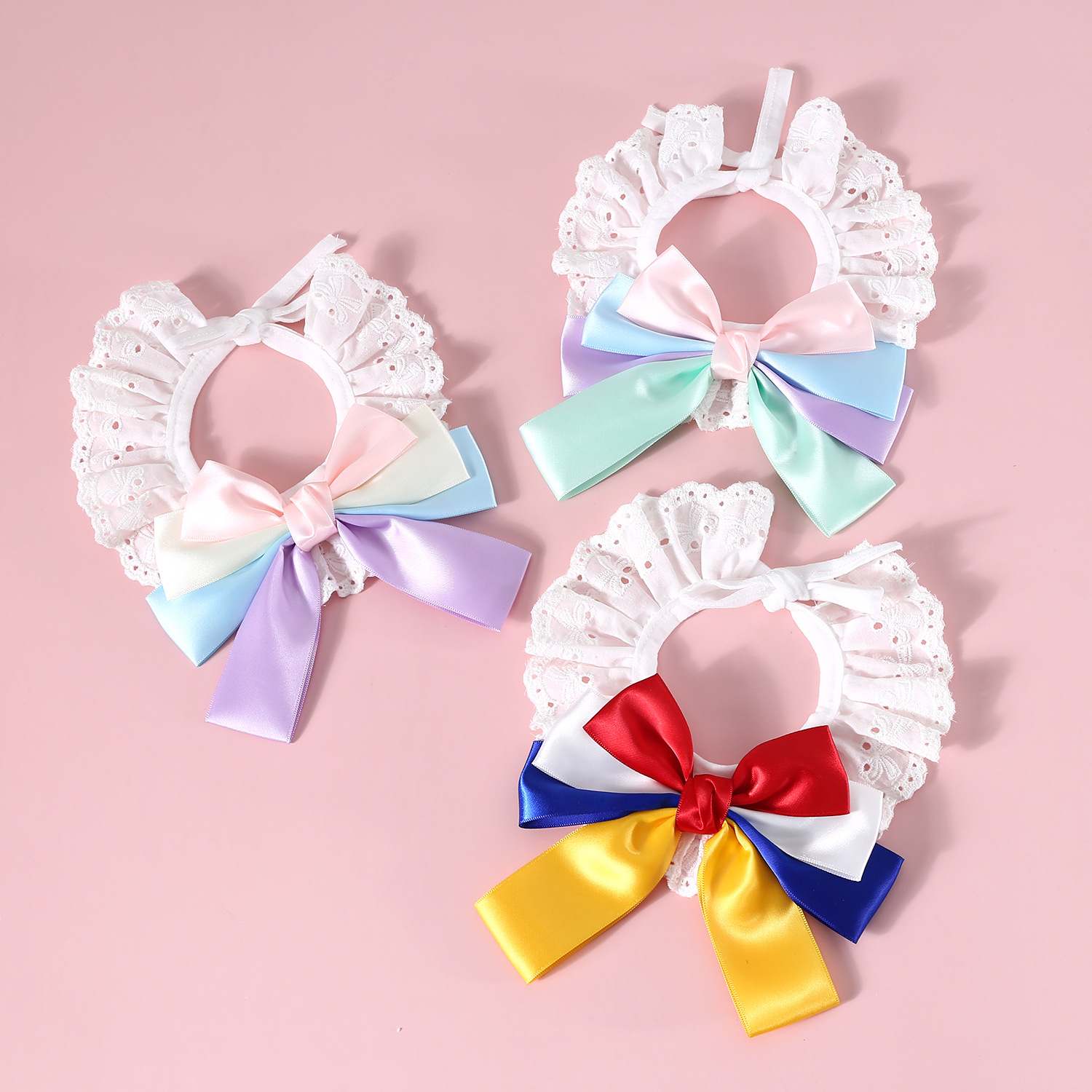 Mascotas de encaje super gran arco bib de encaje princesa muñecas gatos perros pequeños y medianos collar de cumpleaños image 3