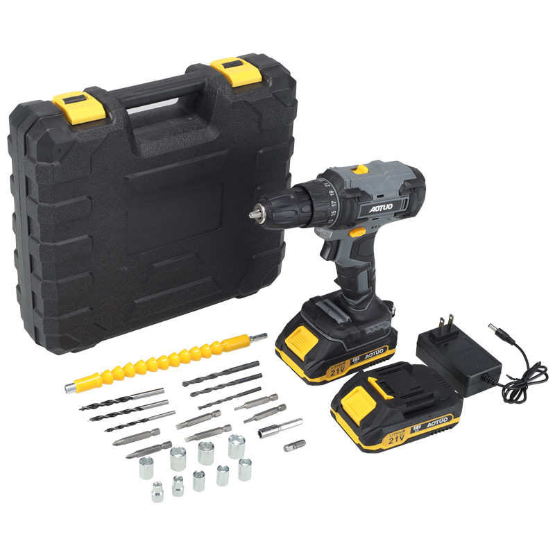 Transfronterizo nuevo taladro de mano multifuncional taladro de pistola inalámbrica de alta potencia taladro de litio recargable doméstico comercio exterior conjunto de herramientas de taladro eléctrico