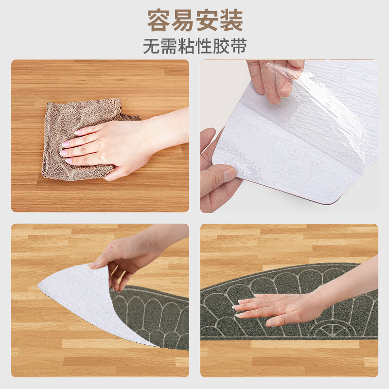 Alfombrillas para Escaleras en Espiral de Madera Maciza con Relieve Estilo Europeo, Alfombrillas Autoadhesivas de TPR con Estilo Retro Europeo