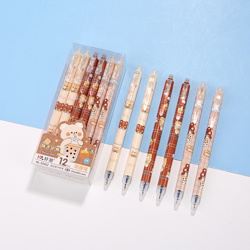 Presione el bolígrafo térmico limpiable de 0.5m cristal azul frotamiento térmico limpiable negro mágico limpiador de bolígrafo negro neutro para estudiantes