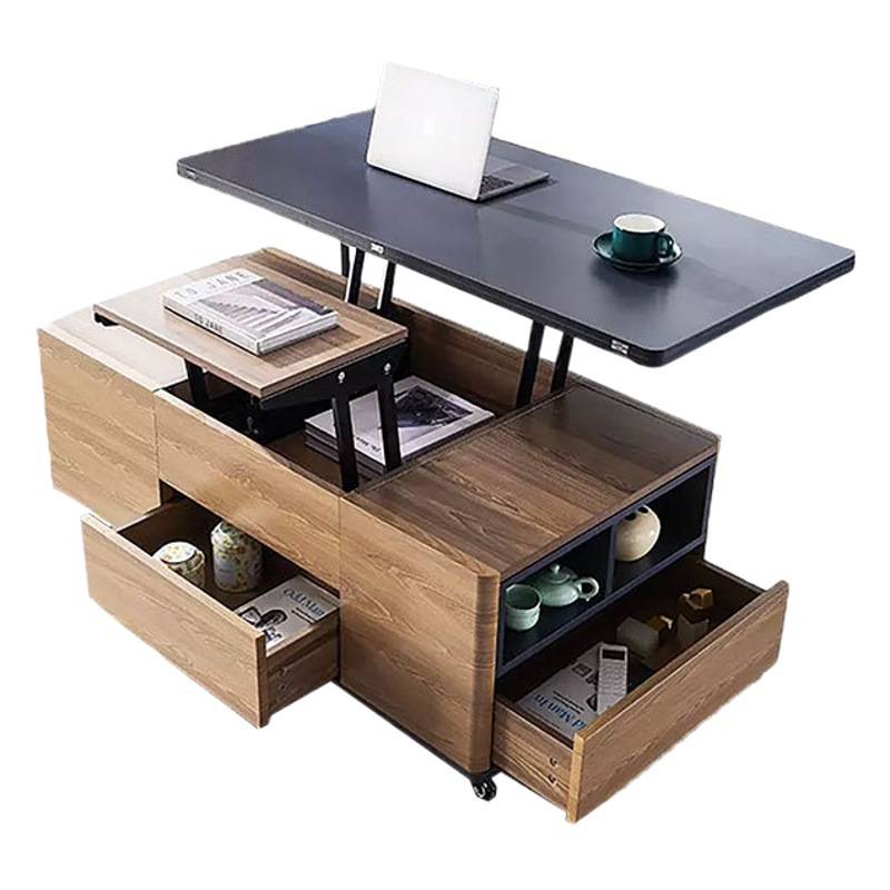 Mesa de café de elevación multifuncional que cambia la mesa de comedor de doble uso integrado pequeño apartamento ligero mesa de comedor plegable de lujo almacenamiento creativo multifuncional