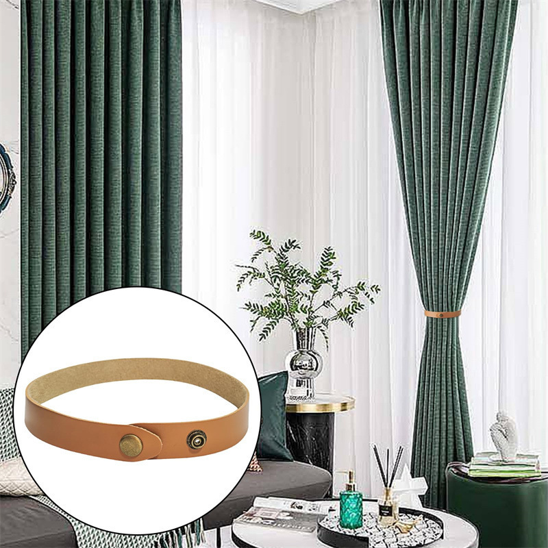 in stock Modern Simple Leather Curtain Strap Punch-free Curtain Leather Buckle Hotel Decorative Curtain Lace Rope